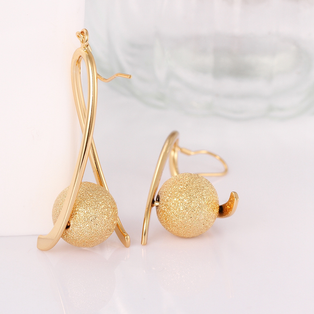 best-selling saudi arabia gold earrings Grind arenaceous gold ball earrings