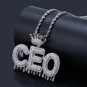 2022 Hot Custom Name Letters Chain Pendants Necklaces Iced Out Charms CZ Hip Hop Mens Jewelry With Gold Silver Tennis Chains New