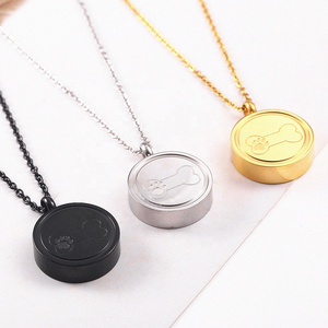 High Quality Dog Pet Bone Cremation Urn Necklace Stainless Steel Ash Pendant Necklaces Per Loss Openable Jewelry For Puppy Lover