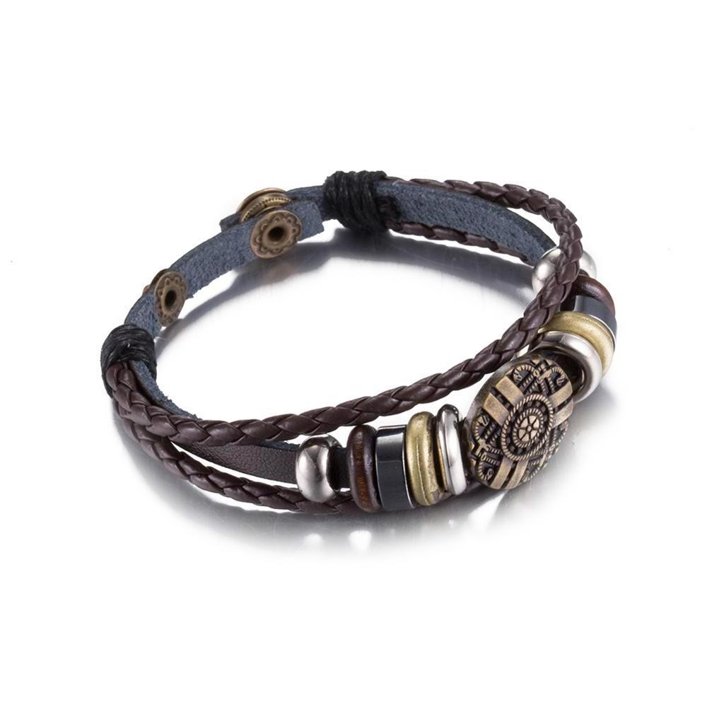 Custom Made Men Women leather bracelet Leather Bangle Braided Double Snap Buttons