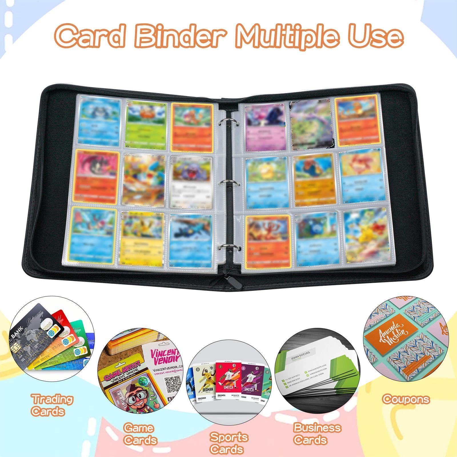 9 Pockets Card Binder for Trading Cards 900 Cards Binder, Compatible with MTG Cards, Waterproof Card Storage Bag with Sleeves