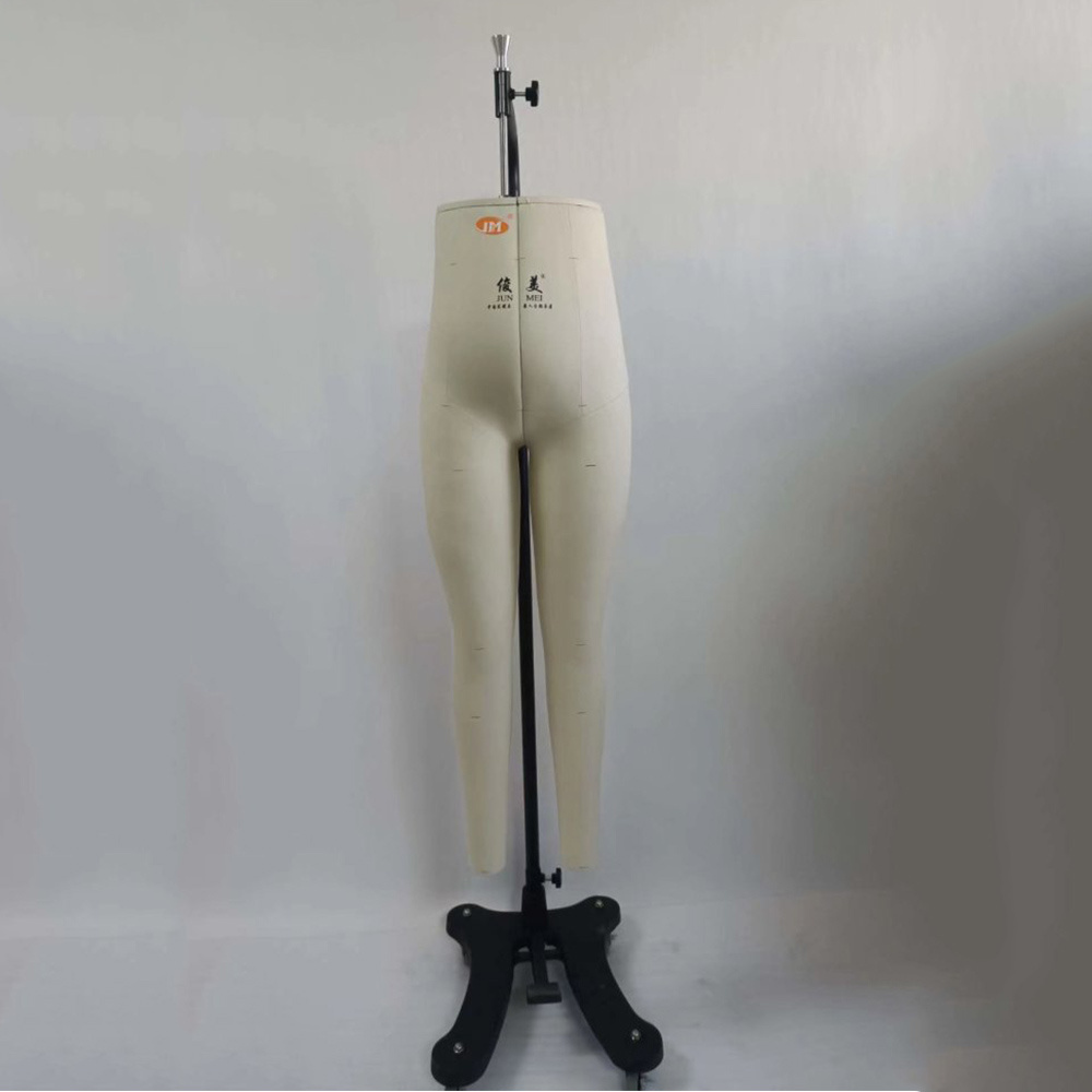 JunMei Fiberglass Pregnant Women Tailor Pants Mannequin For Dressmaker Lower Half Body Hanging Sewing dress form with Wheels