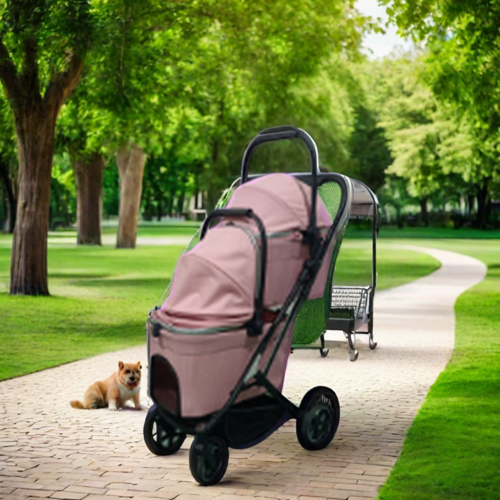 New Arrival Luxury Twin Double Dog Stroller with 4 Wheels Pet Cat Travel Carrier