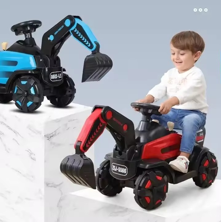 Unique Toy Kids Cool Kid Tractor  Ride On Tractor Steering Remote Control With Trailer Electric Excavator For Children