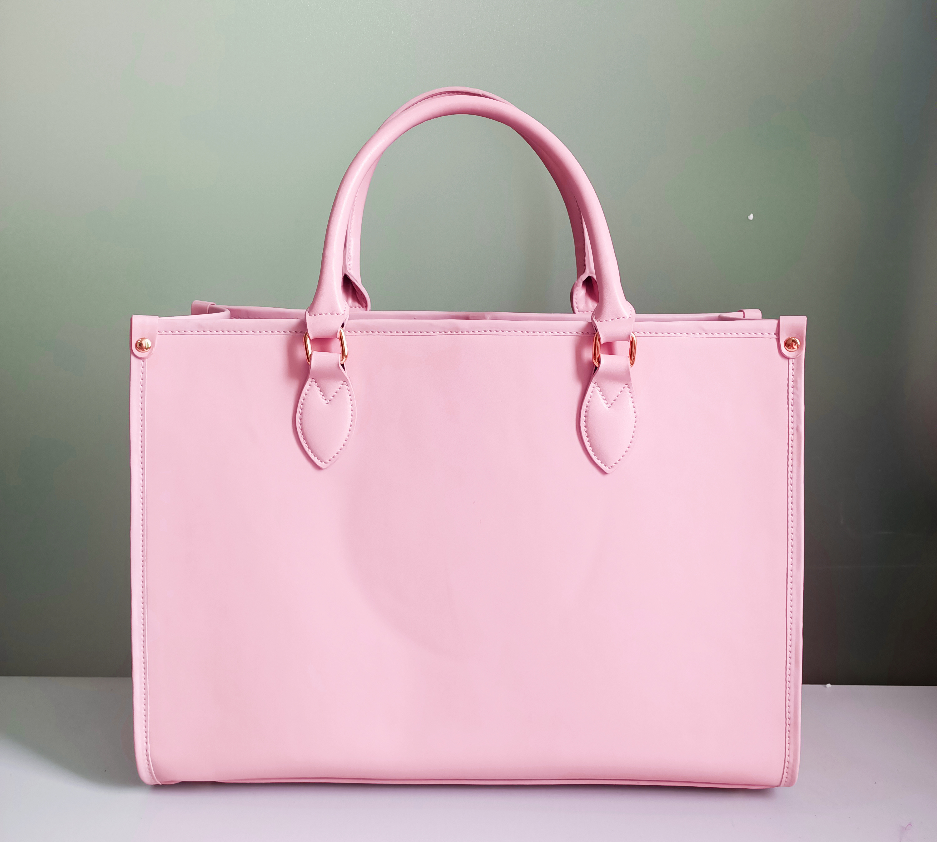 Popular Custom Monogram Bags All Over Debossed Logo Pink Totes Hand Bags Women Handbags Ladies Shoulder Bags Purses Set