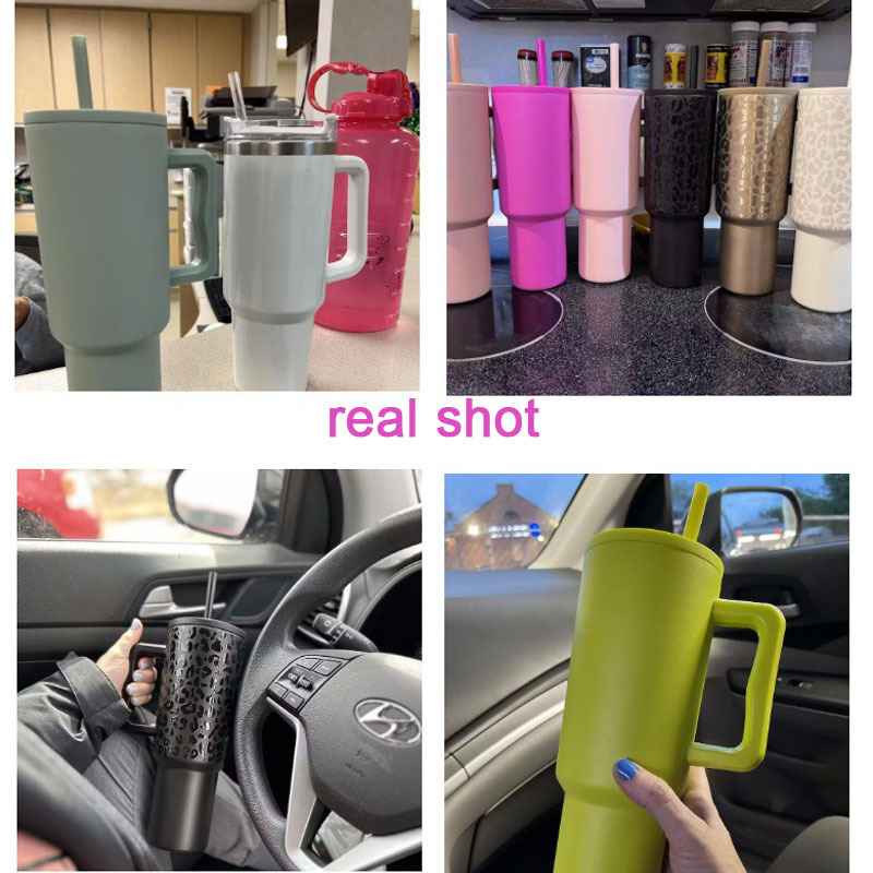 Hot Sale 40 oz Modern Vacuum Double Wall Stainless Steel Tumbler Cup Travel Mug 40oz Tumbler with Handle and Straw