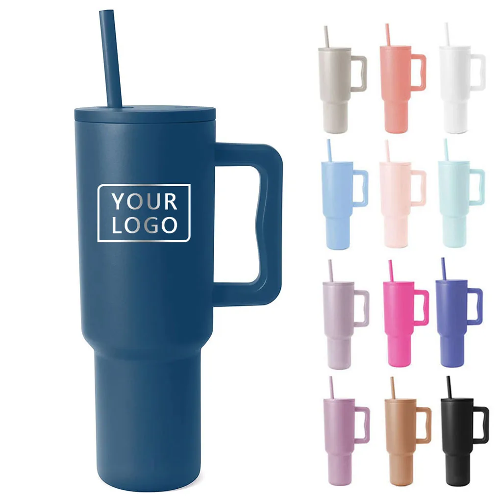 Hot Sale 40 oz Modern Vacuum Double Wall Stainless Steel Tumbler Cup Travel Mug 40oz Tumbler with Handle and Straw