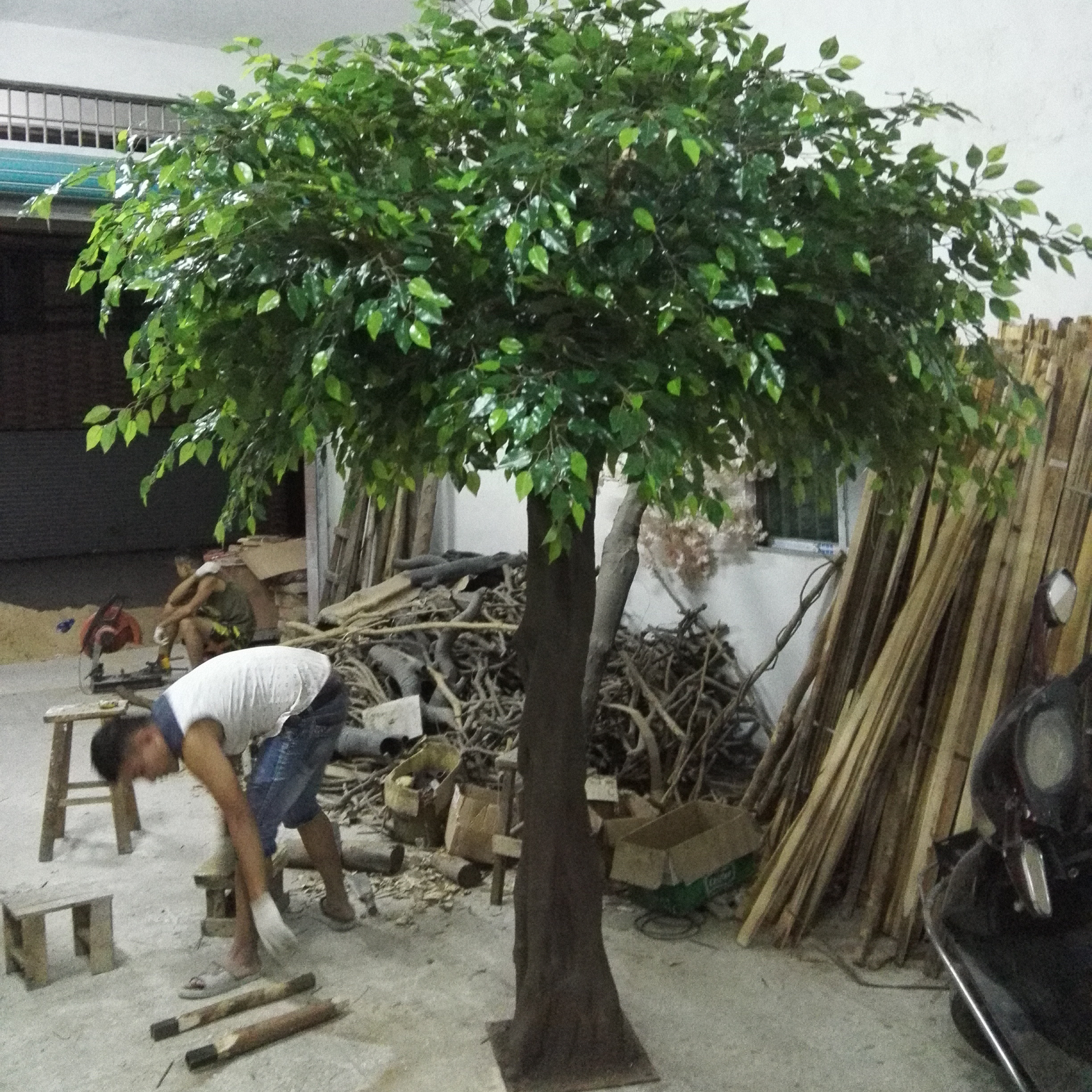 Large artificial decorative fiberglass artificial banyan /ficus tree steel products large outdoor artificial tree