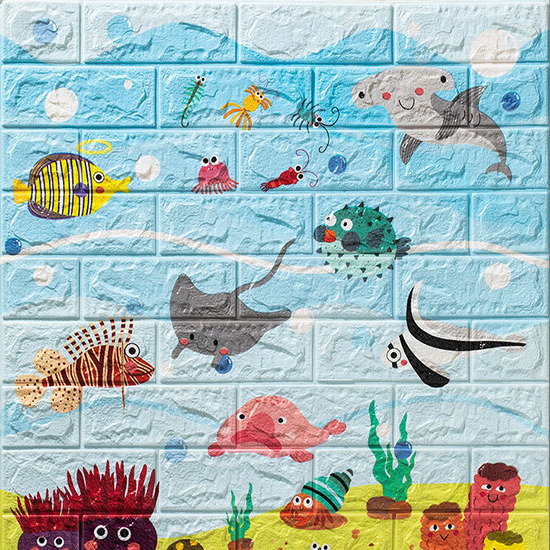 Educational wallpaper kids room decoration 3d wall stickers waterproof embossed cute wall kids panels wallpaper