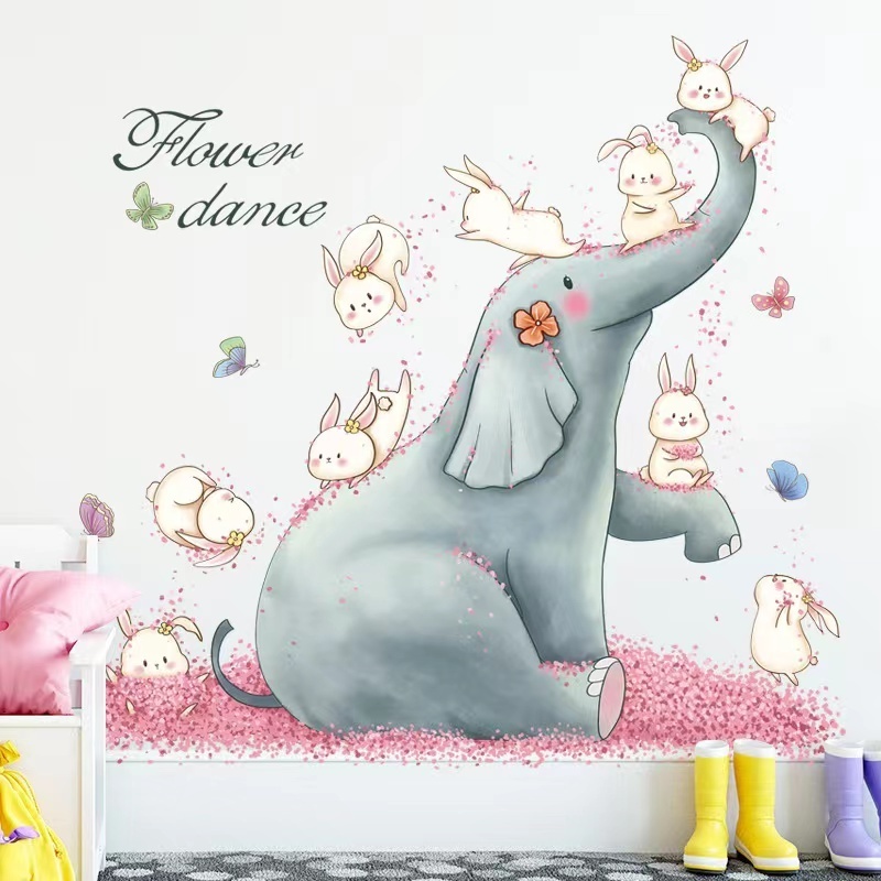 Cartoon stickers children's room decoration elephant rabbit wall stickers