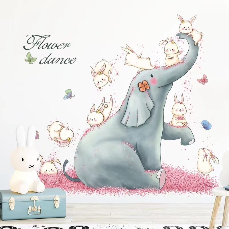 Cartoon stickers children's room decoration elephant rabbit wall stickers