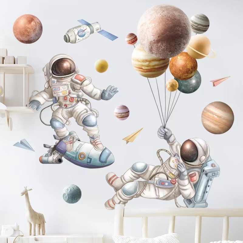 Astronaut star sky sticker earth NAS wall decoration background Bedroom Sofa children's room classroom wall sticker