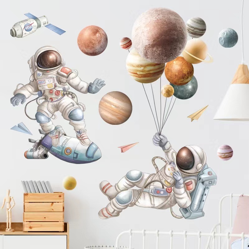 Astronaut star sky sticker earth NAS wall decoration background Bedroom Sofa children's room classroom wall sticker