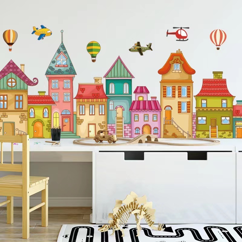 Cartoon children's room childlike Castle kindergarten classroom layout self-adhesive wall stickers