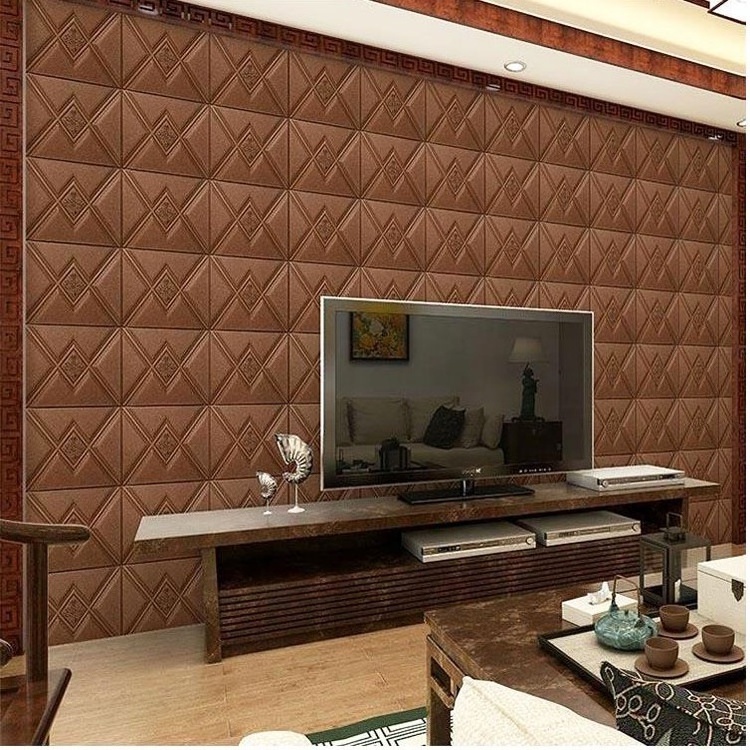 Modern home decoration 3D vinyl wallpaper artistic ceiling tiles foam brick wallpaper sticker for cheap sale