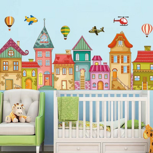 Cartoon children's room childlike Castle kindergarten classroom layout self-adhesive wall stickers