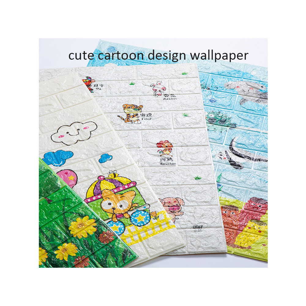 factory wholesale cheap cartoon cute design foam vinyl wallpaper 3d wall stickers for kids girls