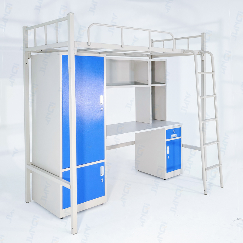 Customized College Metal Bunk Bed University Dormitory bunker Bed With Desk and Wardrobe