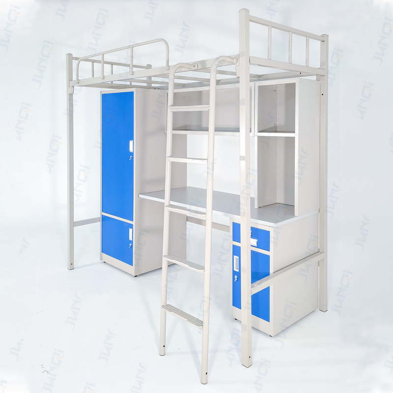 Customized College Metal Bunk Bed University Dormitory bunker Bed With Desk and Wardrobe