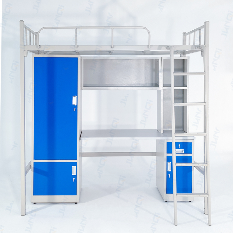 Customized College Metal Bunk Bed University Dormitory bunker Bed With Desk and Wardrobe