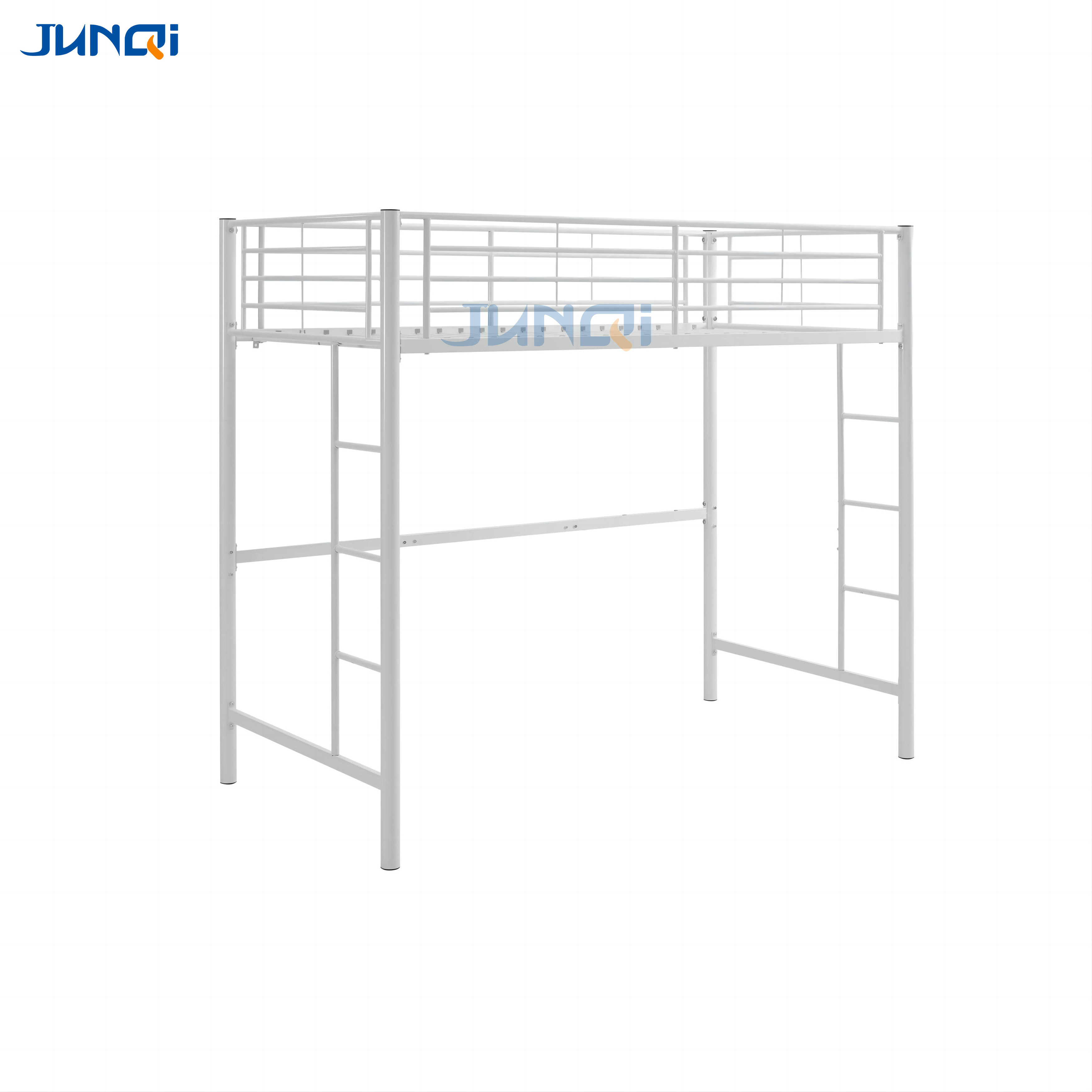 Customization student dormitory hostel furniture heavy duty Black Metal Full Size Loft Bed for hostel furniture