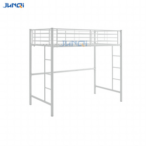 Customization student dormitory hostel furniture heavy duty Black Metal Full Size Loft Bed for hostel furniture