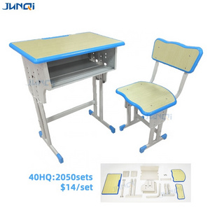 Junqi kids classroom school desk metal fully dismantled school chair with desk set school furniture student desks and chairs