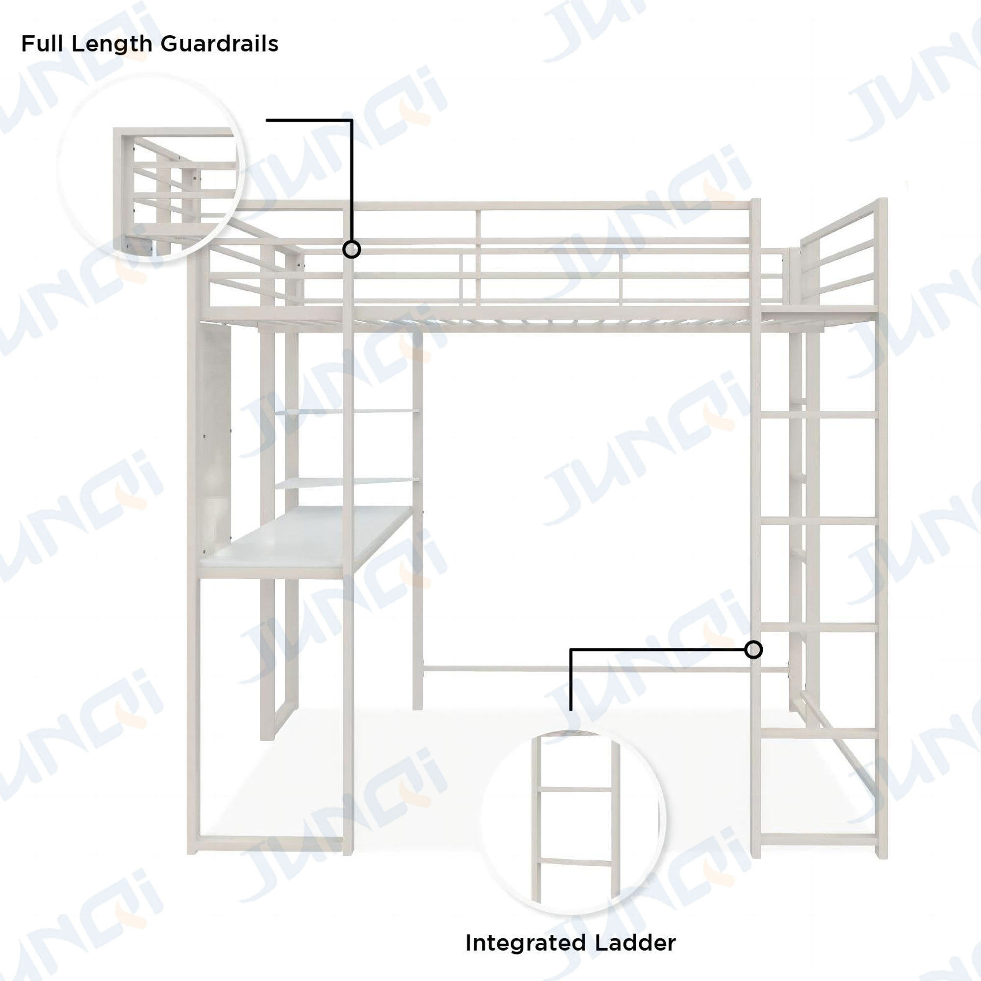 New modern style best selling worldwide student furniture loft bed adult full size kids metal bunker bed with desk