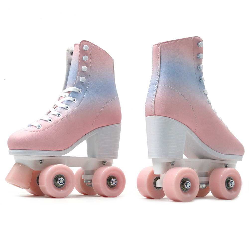 2023 New Gradient Ramp High Heel Shoe Roller Skates Colorful Rainbow Style for Women