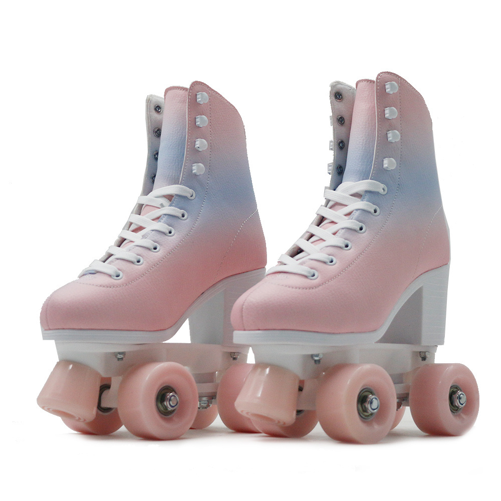 2023 New Gradient Ramp High Heel Shoe Roller Skates Colorful Rainbow Style for Women