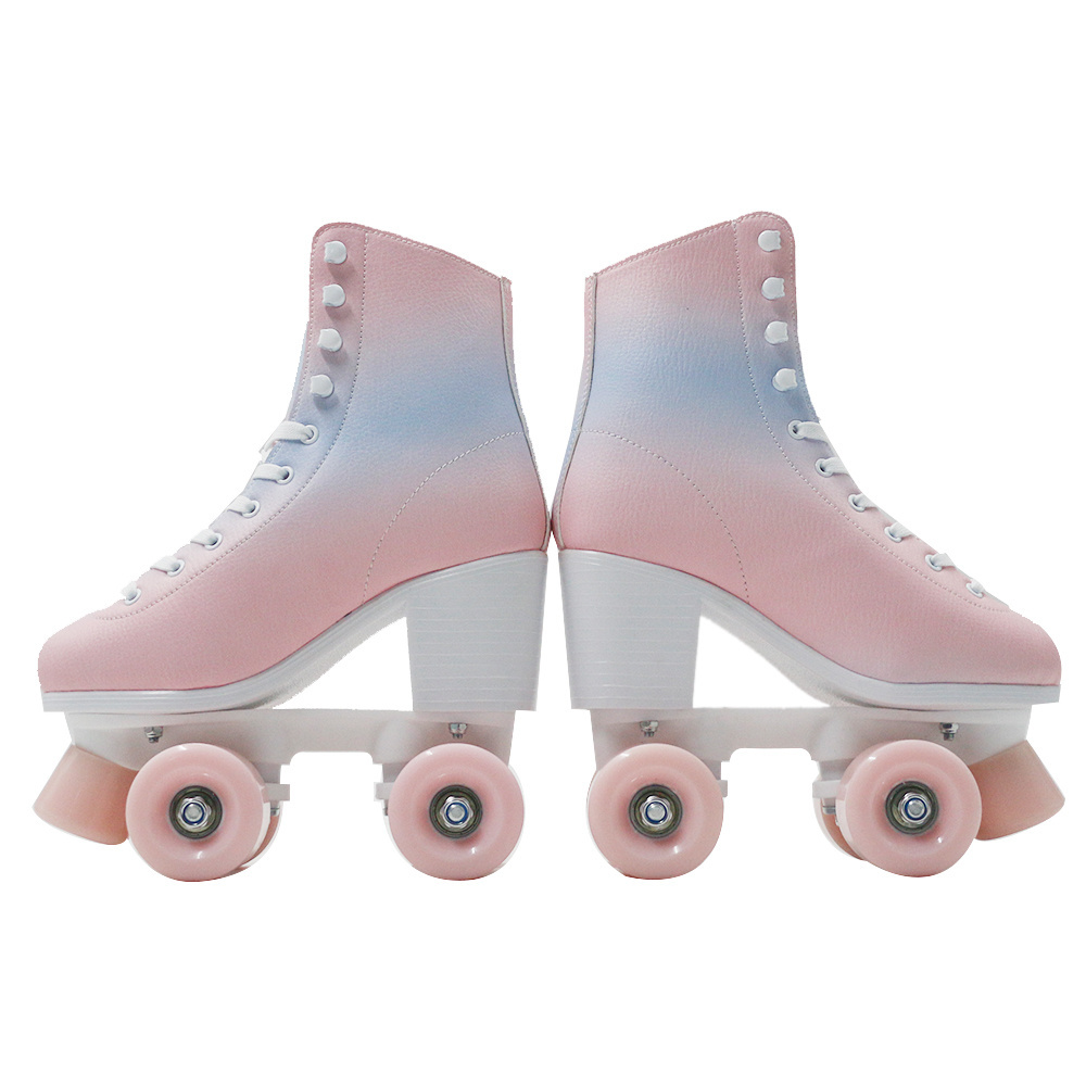 2023 New Gradient Ramp High Heel Shoe Roller Skates Colorful Rainbow Style for Women