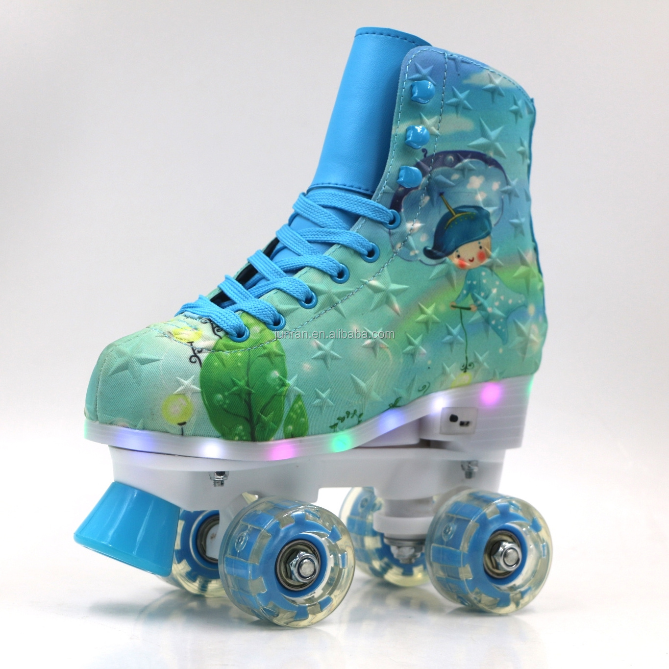 Factory Hot Selling Dream Childhood Five-pointed Star Quad Skate Double Roller Skates With Light In The Sole