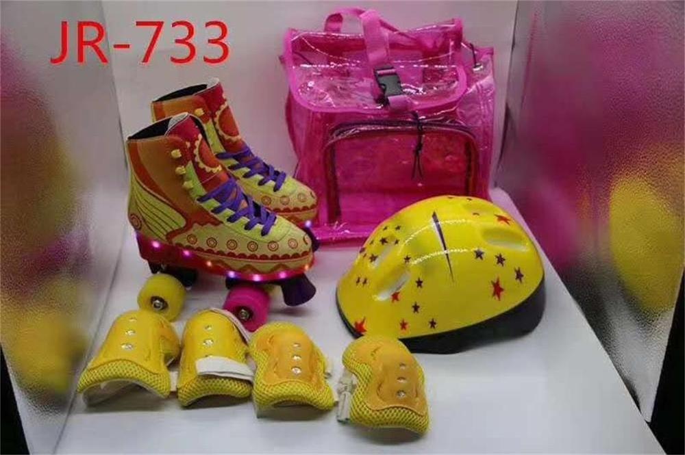 Patines led light roller skates soy luna pink cartoon flashing roller skate with helmet protector combo