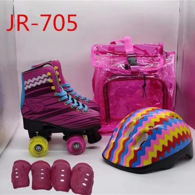 Patines led light roller skates soy luna pink cartoon flashing roller skate with helmet protector combo