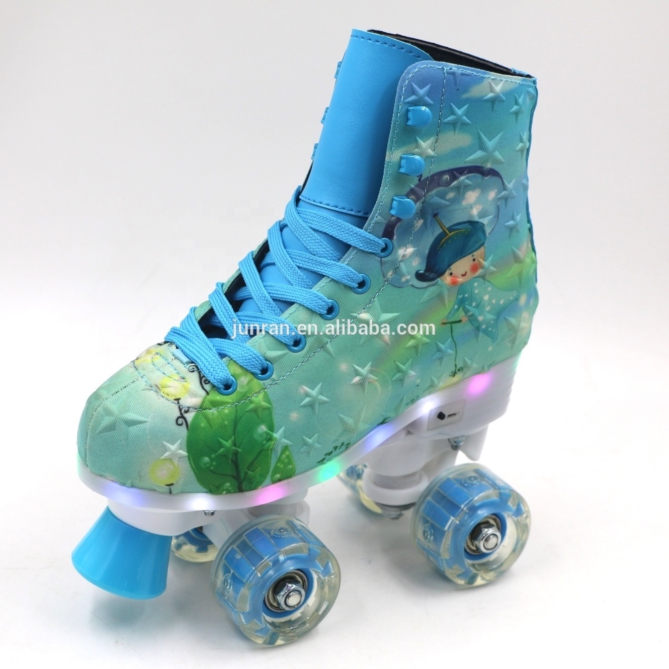 Factory Hot Selling Dream Childhood Five-pointed Star Quad Skate Double Roller Skates With Light In The Sole