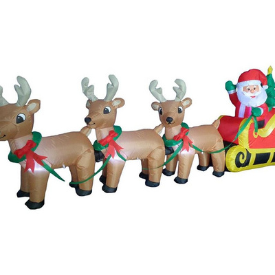 8ft long Christmas Inflatable Santa on Sleigh with 3 Reindeer and Christmas Tree Yard Decoration  CH-22