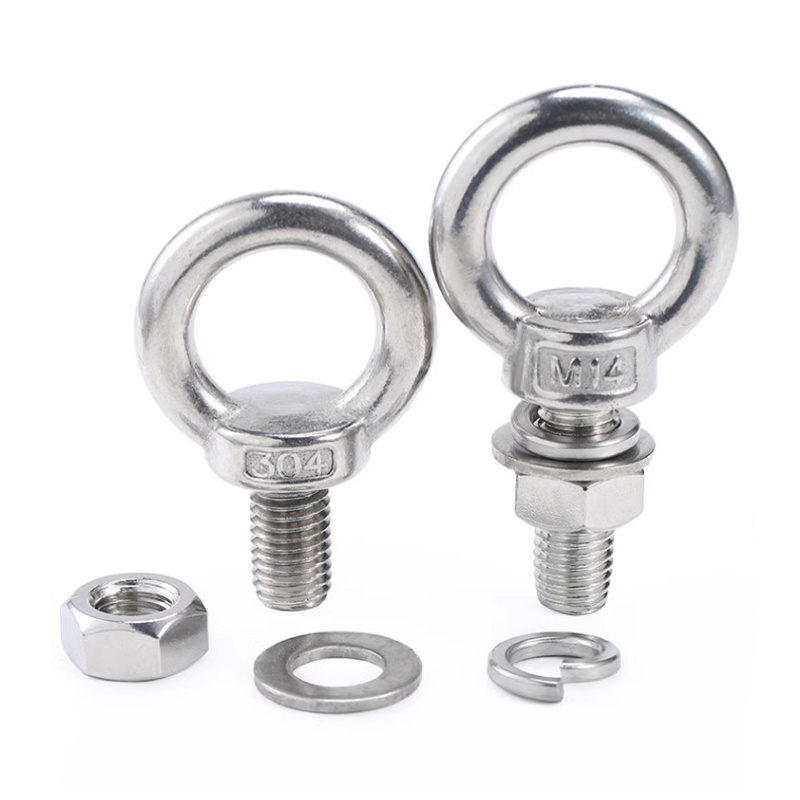 Stainless Steel A2 A4 All Size Hex Hexagon Carriage Coach Flange Stud Thread Rod T Square Lifting Eye Bolt And Nut And Washer