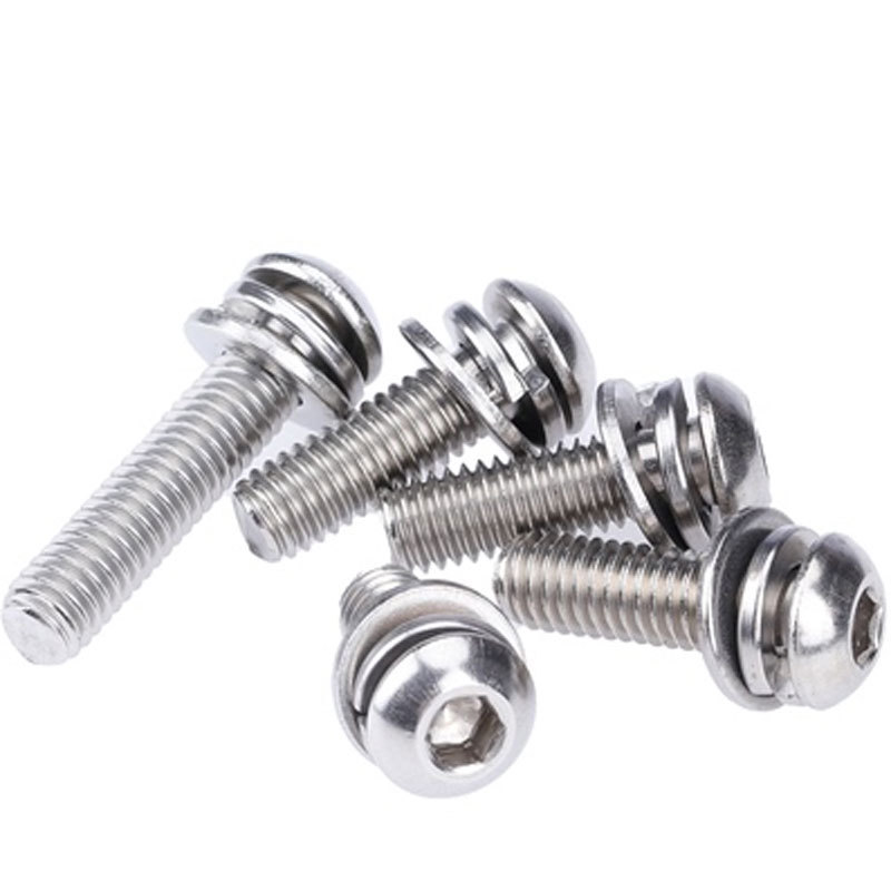 M6 M8 M10 Stainless Steel SS SUS AISI ANSI 304 316 316L A2 A4 70 80 Hexagon Hex Socket Button Head Screw Assembled With Washer