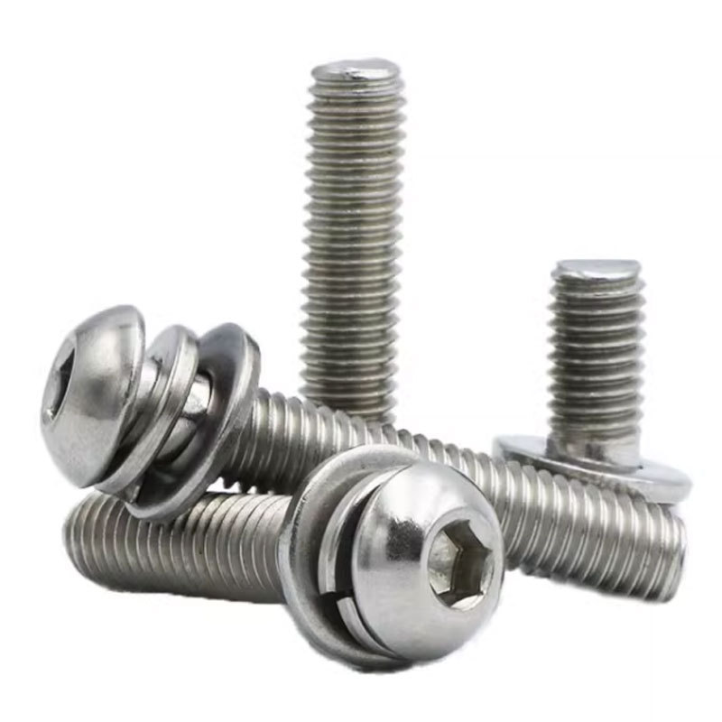 M6 M8 M10 Stainless Steel SS SUS AISI ANSI 304 316 316L A2 A4 70 80 Hexagon Hex Socket Button Head Screw Assembled With Washer