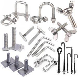 Stainless Steel All Size ODM OEM U Shape T Square Head J L Hook Round Butterfly Wing Type Bolt With Nut And Washer Assortment