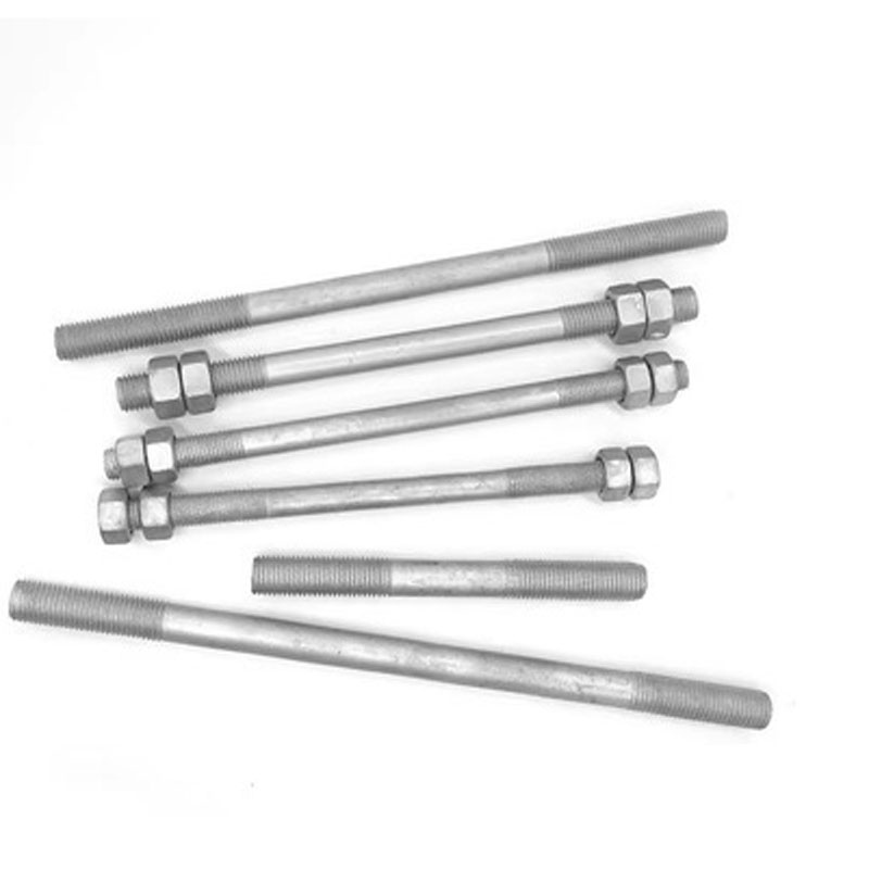 M8 M12 M20 Steel 8.8 HDG Hot dip galvanized Dacromet Double End Studs with Nut and washer DIN938