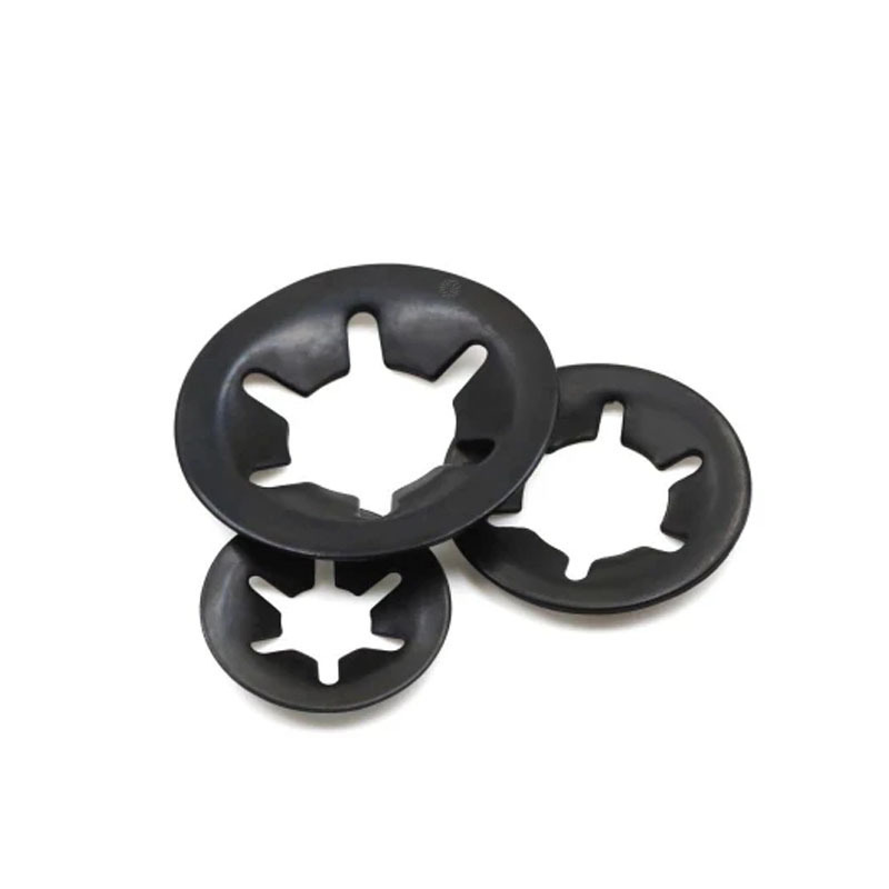 Black spring steel round star lock washer