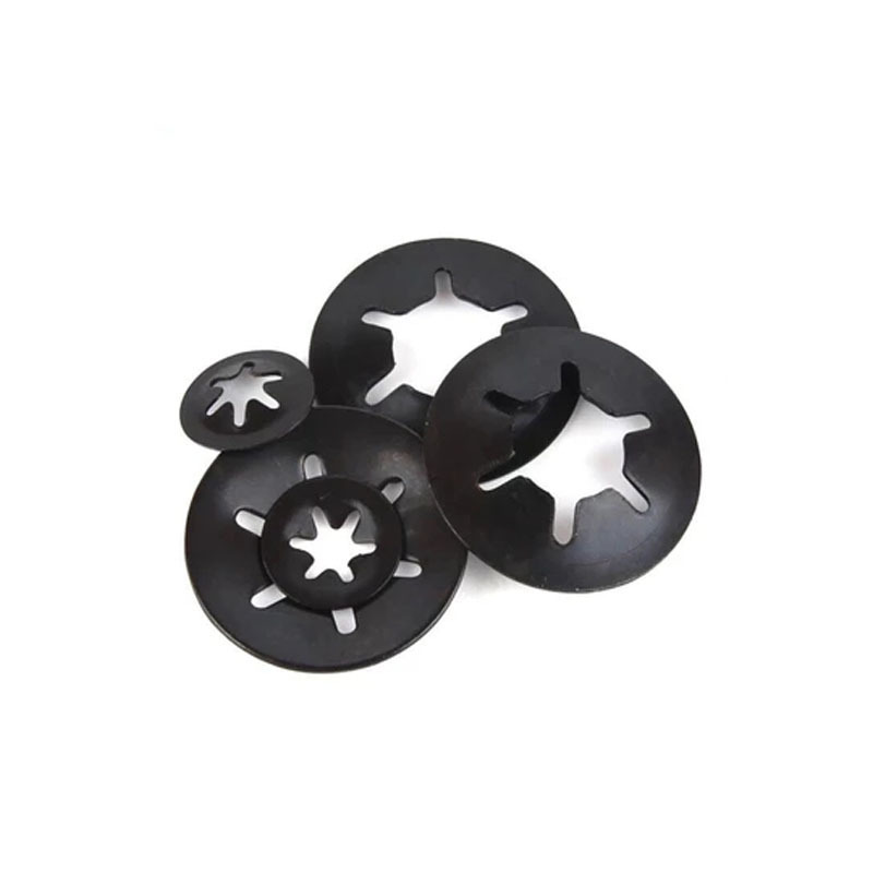 Black spring steel round star lock washer