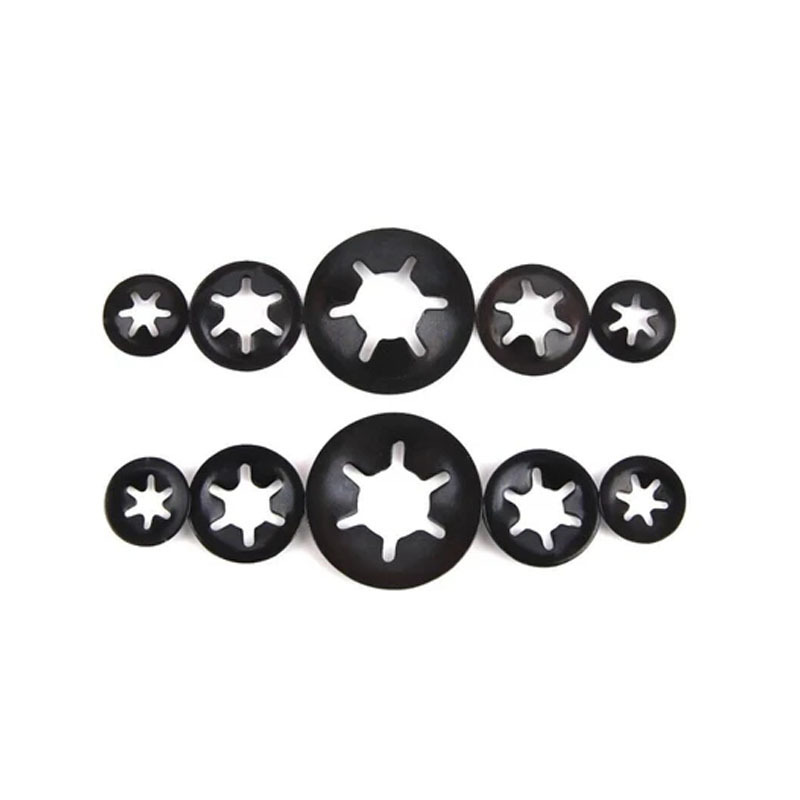 Black spring steel round star lock washer