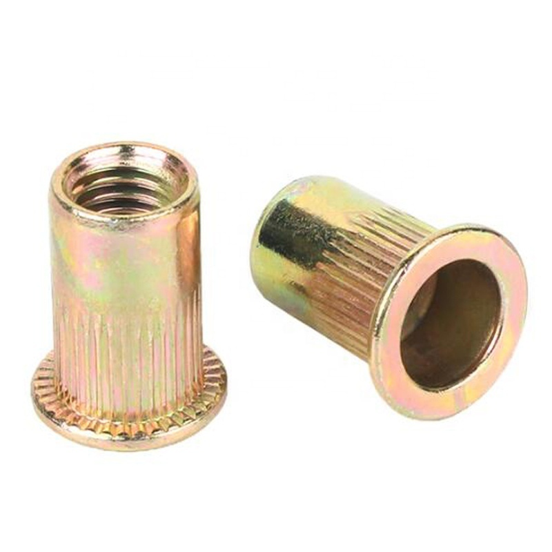 M4 Steel Iron Knurled Body Open End Reduced Flat Small Head Rivet Nut