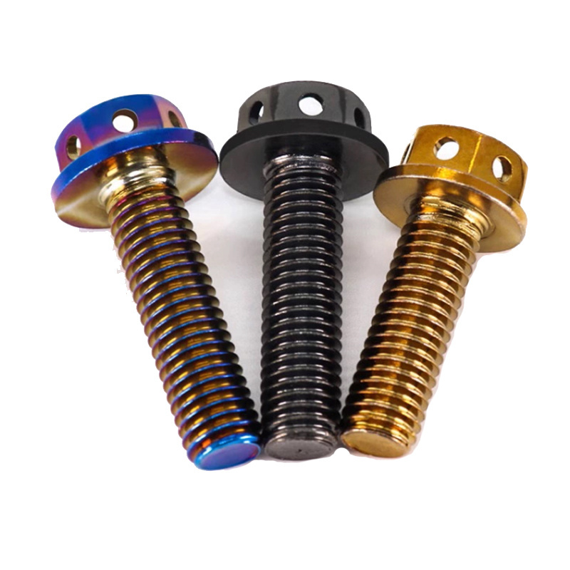 M8 M10 M12 Gr2 Gr5 Grade 2 Grade 5 Titanium Alloy Steel Anodized Hex Serrated Flange Bolt With Full Thread And Hex Nut DIN6921