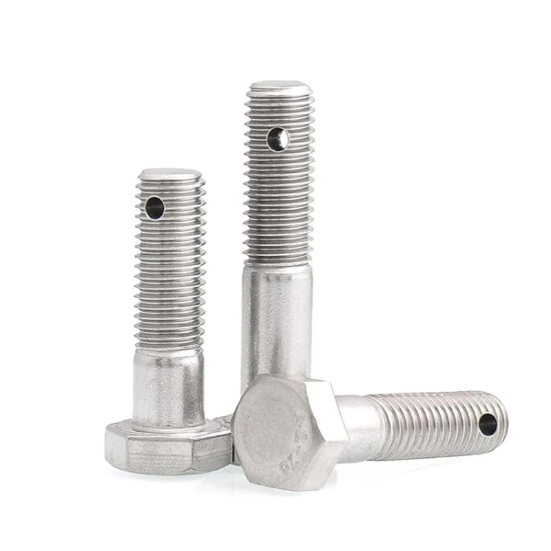 Machine A2-70 A4-70 A2-80 A4-80 Stainless Steel Zinc Plate Hex Hexagon Hollow Bolt With Split Pin Hole And Slot On Head Or Shank