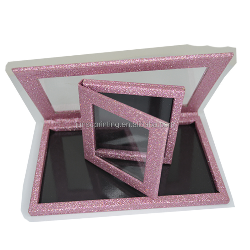 custom glitter powder paper PVC window boxes glitter eye shadow makeup cosmetic brushes drawer box with lipstick box packaging