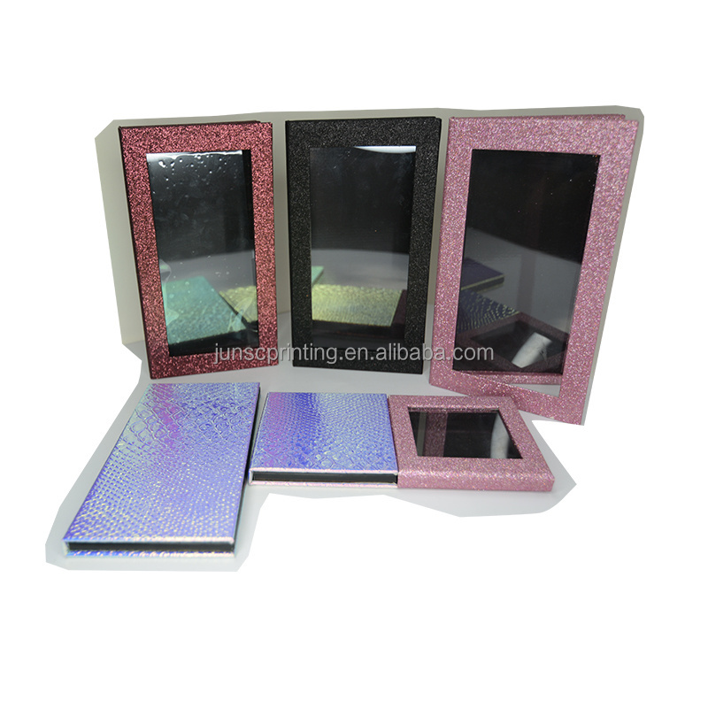 custom glitter powder paper PVC window boxes glitter eye shadow makeup cosmetic brushes drawer box with lipstick box packaging