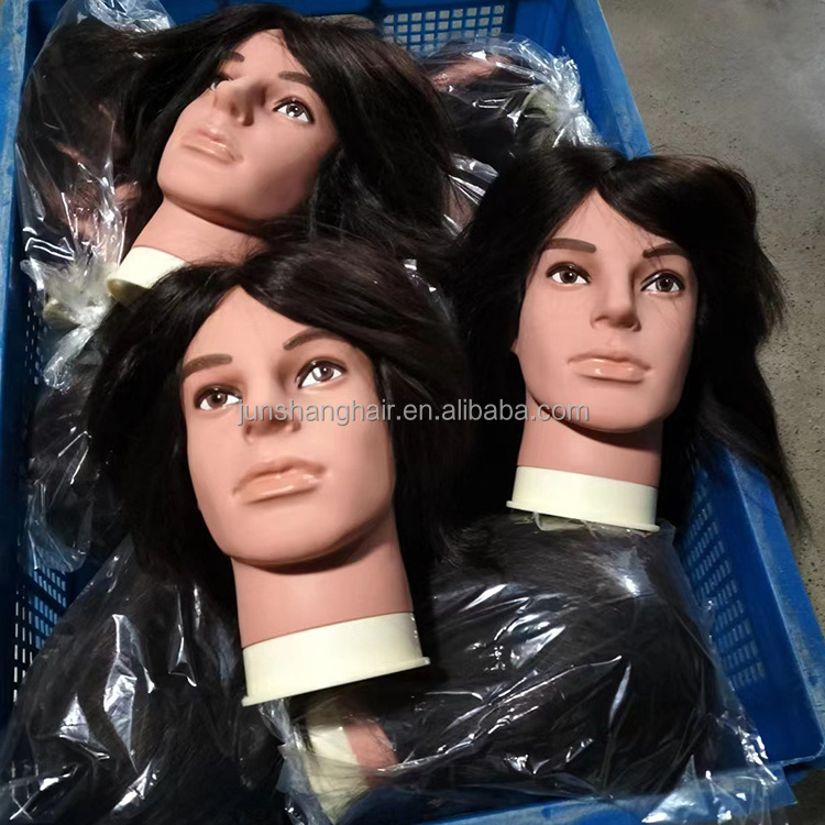 Factory Price 100% human hair doll, male hair mannequin heads without beard, natural hair training head mannequin for sale